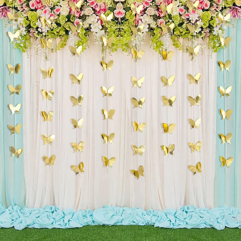 3d Schmetterling Papier Banner für Hochzeit Geburtstags feier DIY hängende Girlande Baby party allmählich bunte Vorhang Party Dekor Versorgung – Detail 14