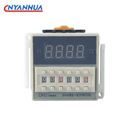 Digital LED Infinite Loop Delay Din Rail Time Relay DH48S-S 1Z 2Z AC220V DC24C 380V Conversion Type with Socket Base 0.1S-99H