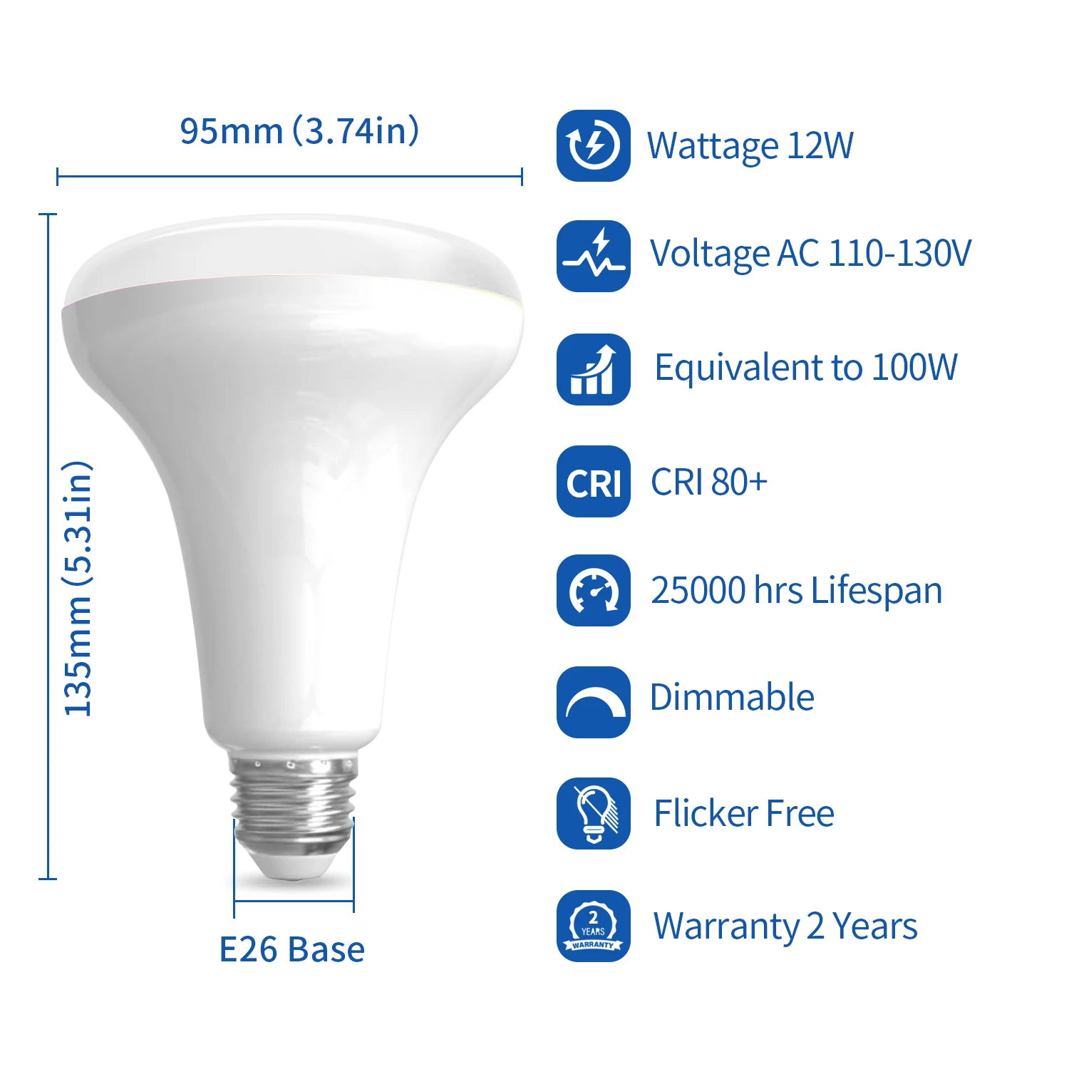 หลอดไฟ LED BR30 120V 12W E26 br30ไฟหรี่ LED Bombilla สำหรับบ้านและสำนักงาน