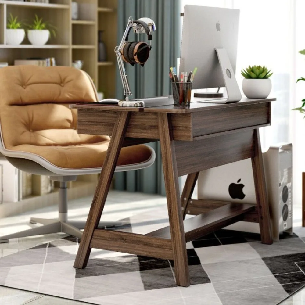 

Office Desks,Mid Century Writing Desk with Storage Cubes and Hidden Compartment,Computer Desks