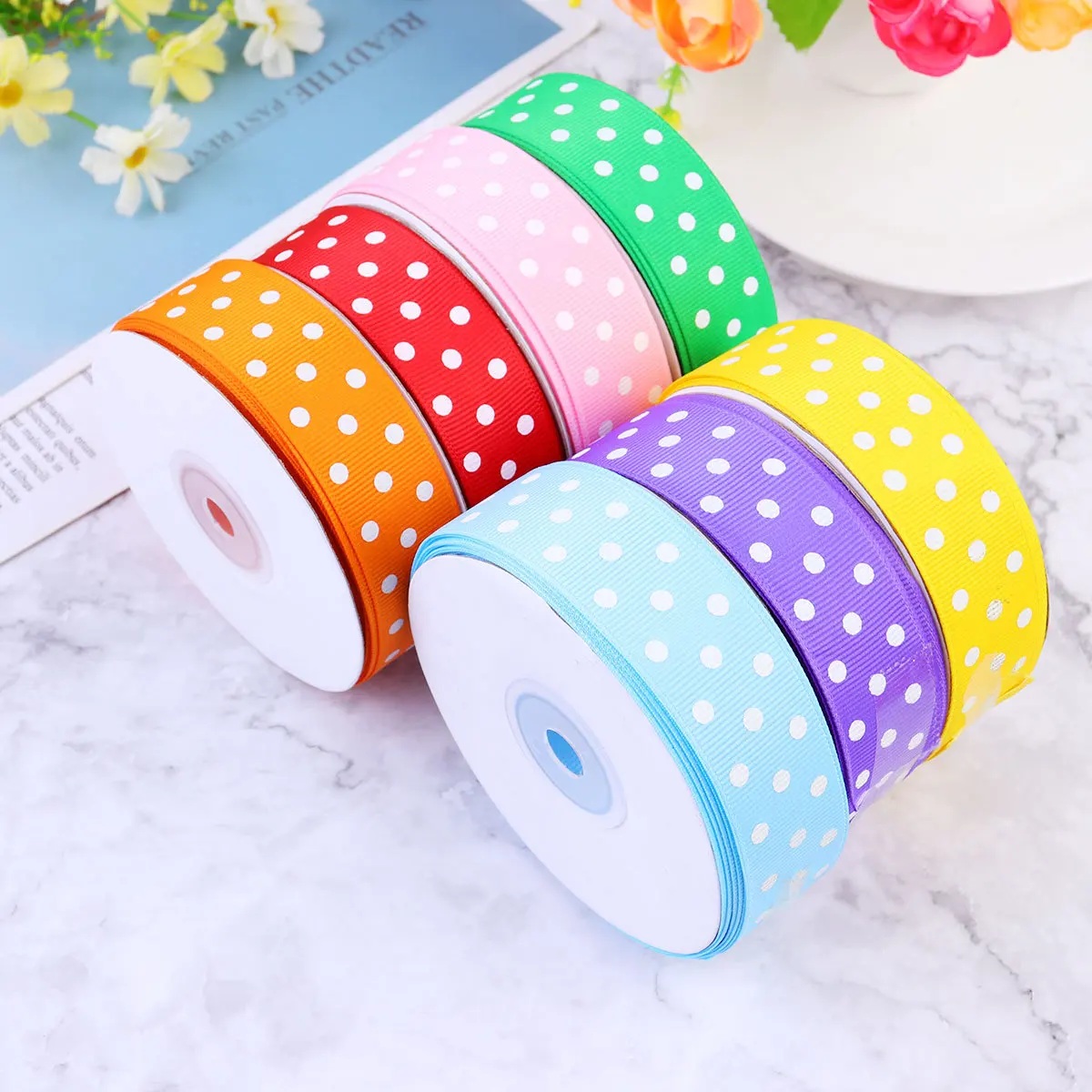 

1Pcs Polka-Dot Tape Red Wrapping Band Strong Flexible Decorative Ribbon for Gifts Parties Weddings DIY Craft Applications