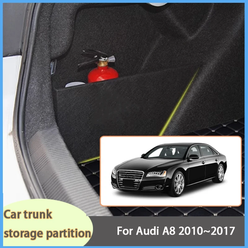 Auto Accessories For Audi A8 2010~2017 D4 4H MK3 Car Organizer Thickening Trunk Side Partition Trunk Interior Storage Box Parts