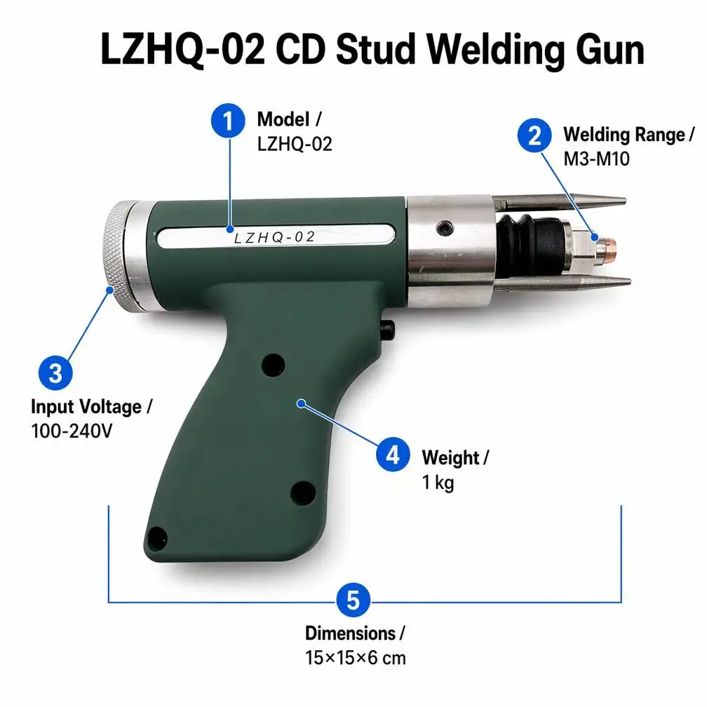 LZHQ-02 Capacitive Energy Storage Capacitor Discharge CD Stud Welding Gun Welding Torch Head fit Stud Welding Machine
