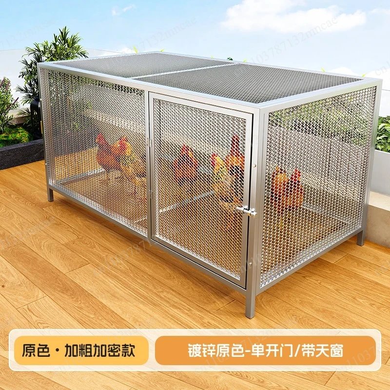 Outdoor chicken cage, large tube, dense mesh, rain proof, rural automatic manure cleaning, breeding cage, anti weasel