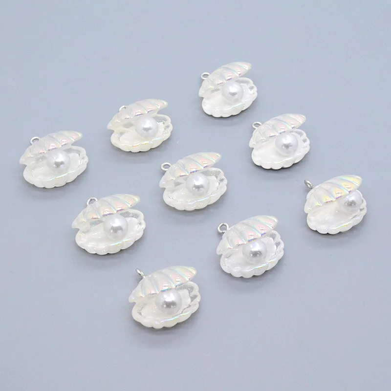 10pcs 3D Small White Shell Resin Charms Cute Ocean Pendant For Earring Keychains Diy Jewelry Make