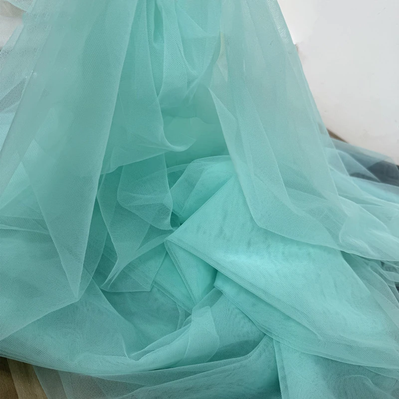 Kain Tulle Lembut Warna Hijau Alpukat Putih Lebar 160cm untuk Tirai Perayaan Pernikahan, Pakaian, Tata Letak Jaring, Benang, Bahan Jahit DIY