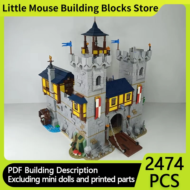 Medieval Castle Model MOC Building Bricks Black Old Hard Castle Modular Technology Gifts Holiday Assemble Children Toys Suit