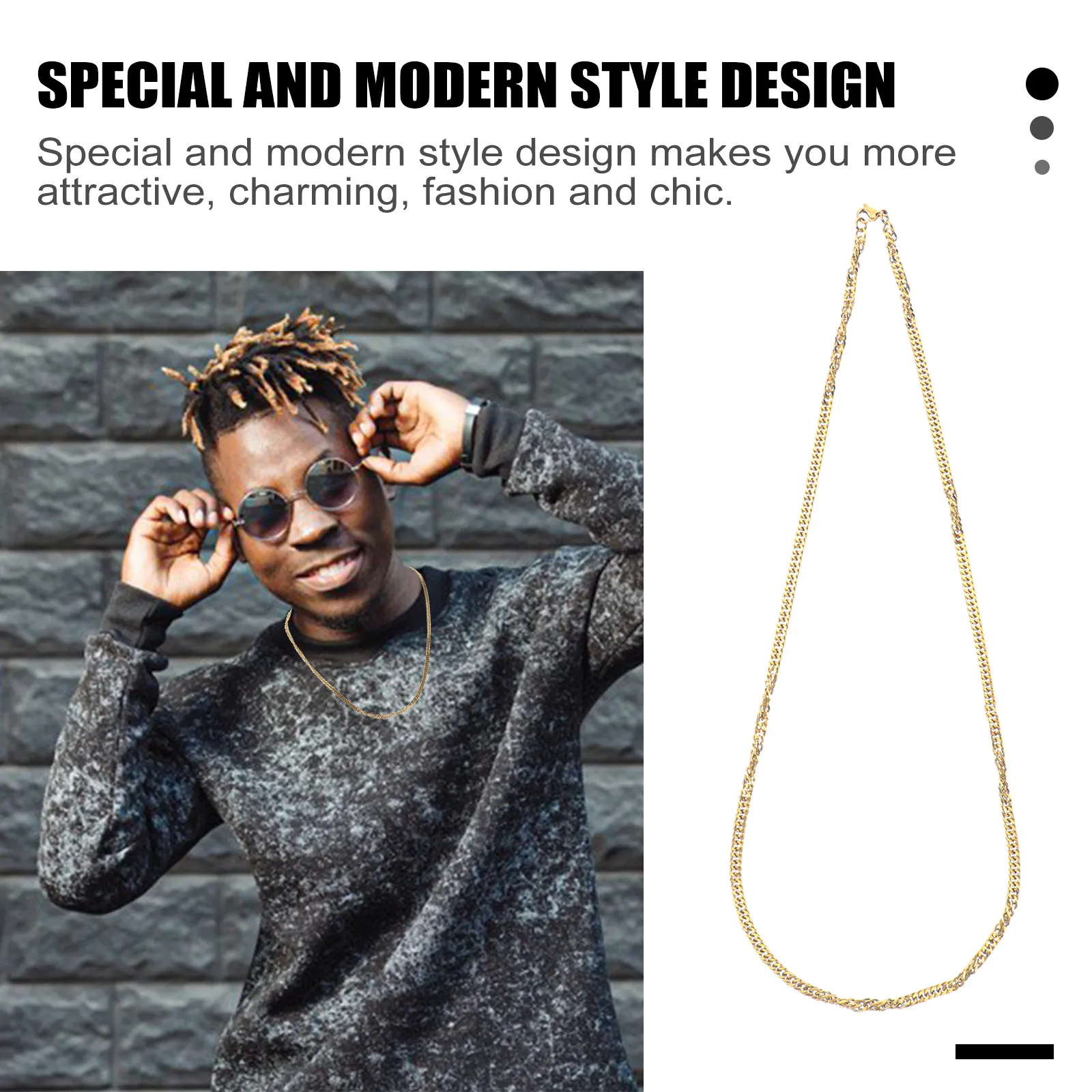 1Pcs Golden Double Buckle Chain Titanium Steel Material Attractive Comfortable Wearable Fashion Chain for Cosplay Party Outdoor