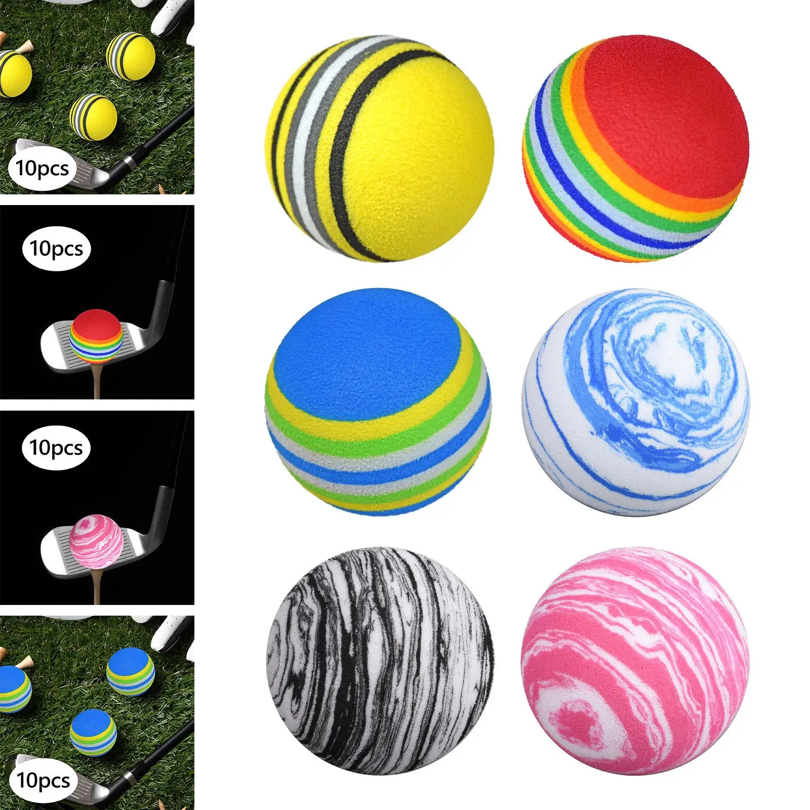 

10Pcs Golf Balls Accessories Portable Golf Training for Yard Office Backyard