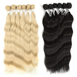 Extensiones de Cabello sintético con ondas de agua para mujeres negras, mechones de cabello de fiesta diaria, mechones de tejido de cabello rubio degradado, 6 unids/lote por paquete, 20