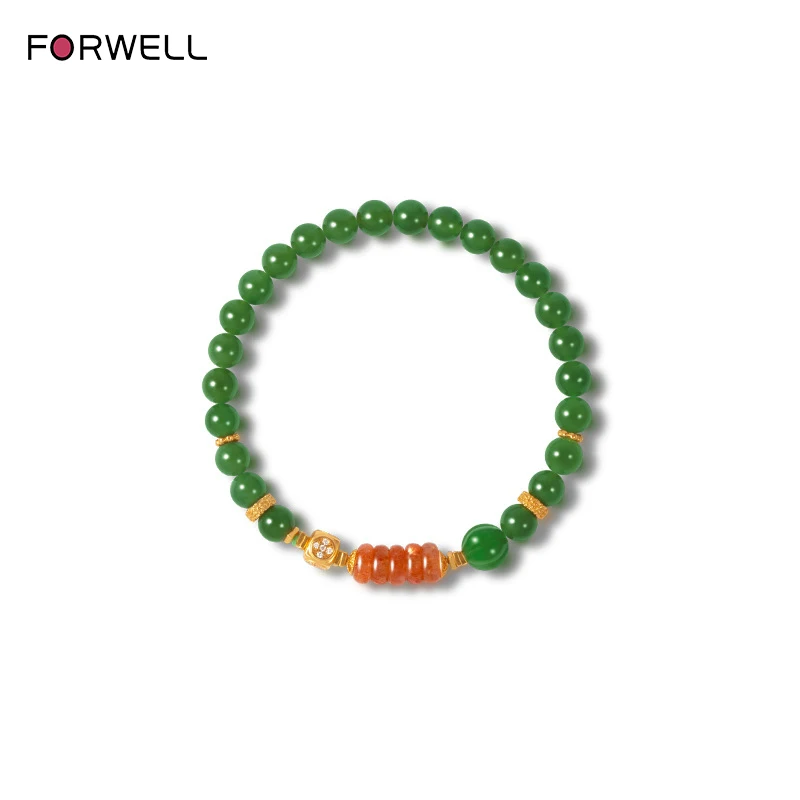 

FORWELL Natural Hetian Jade Bracelet For Women With 6mm Round Beads High Quality Bracelet Luxury Fashion Jewelry Holiday Gifts