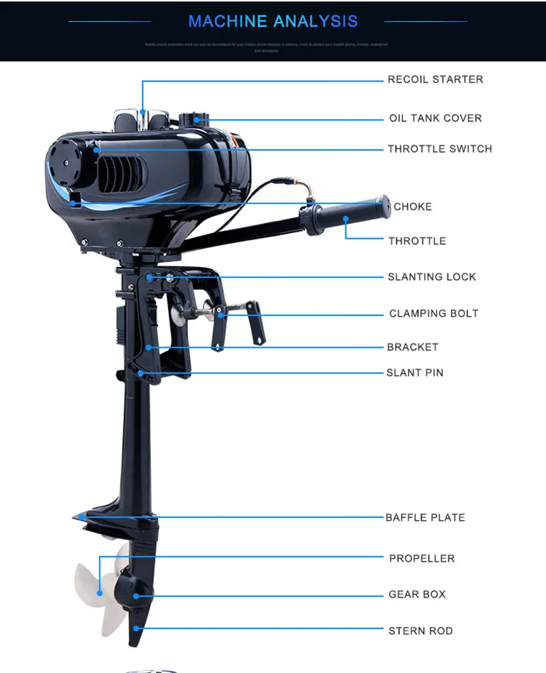 2 Stroke 3.5hp Small Gasoline Outboard Engines Motor