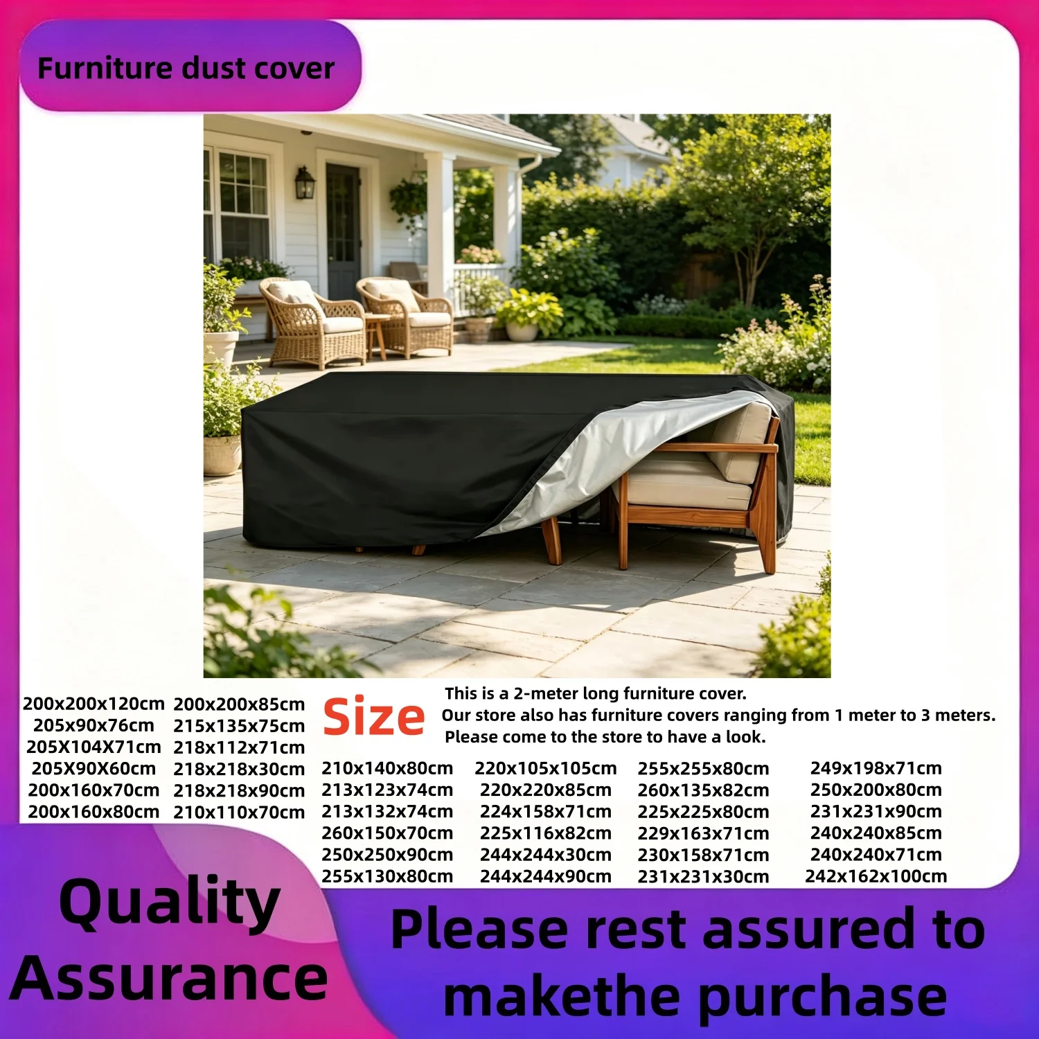 1pc Patio Furniture Cover, Outside Table and Chair Set Cover, Garden Heavy Duty Furniture Protection