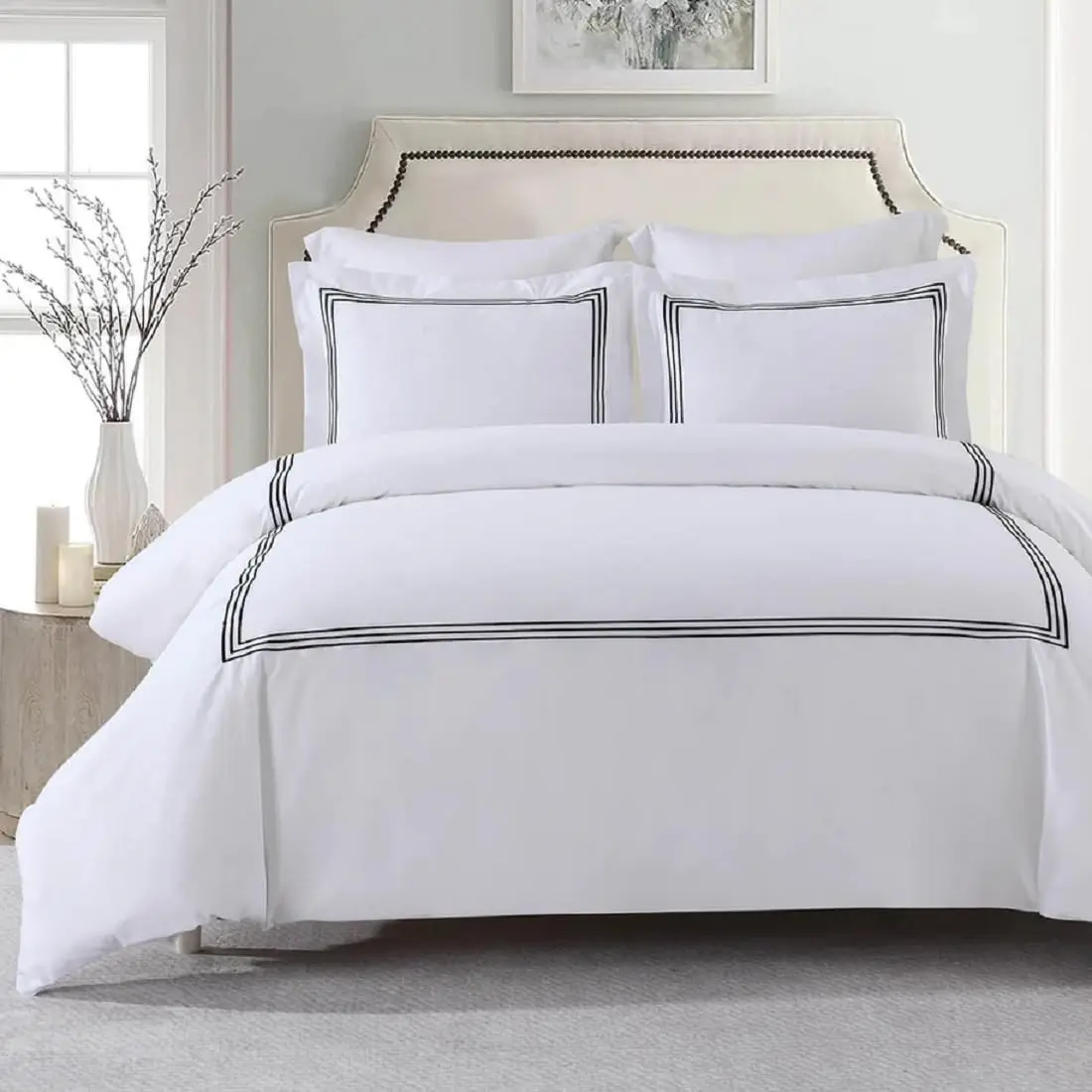 Embroidered Adeline 4 Piece Comforter Set with Pillow Shams and Down Alternative Comforter (Duvet Insert) Duvet Cover