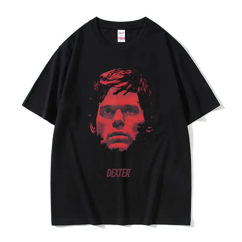 

90s Vintage TV Play Dexter Morgan Face Graphic T-shirt Men Women Casual Cotton T Shirt Men's Fashion Oversized Short Sleeve Tees