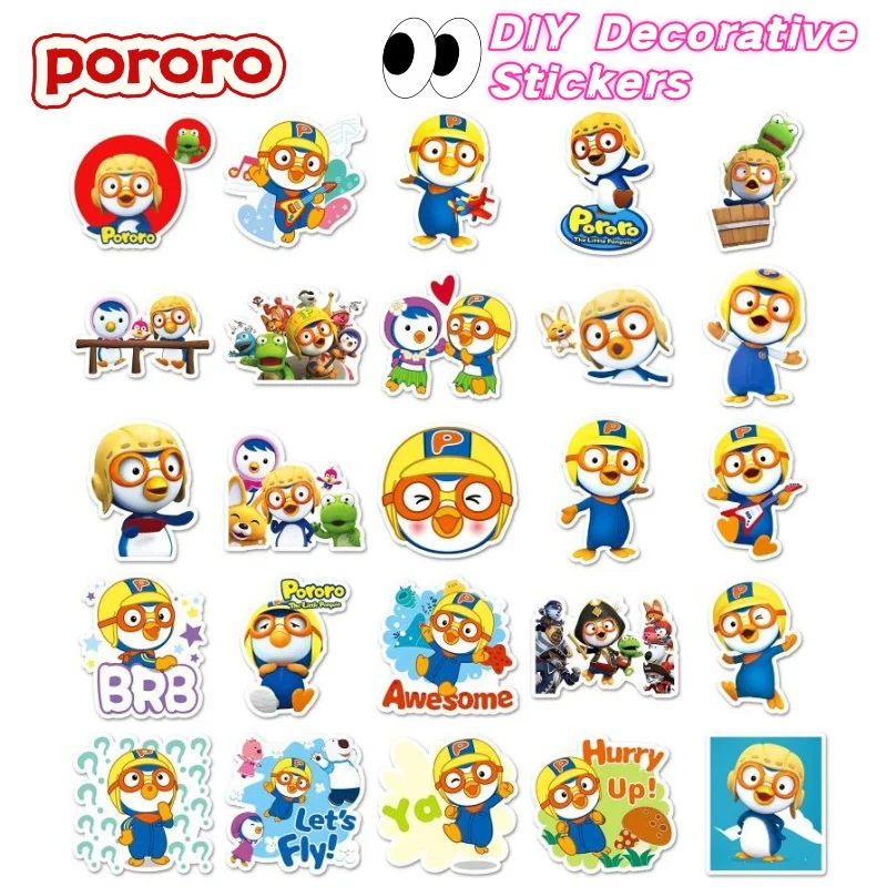 

Pororo high-quality creative personality graffiti stickers cartoon anime water cup and phone case waterproof decorative stickers