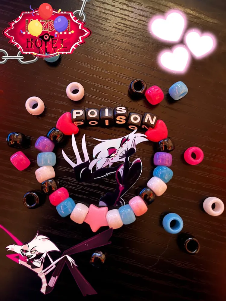Ha2bin  Vox x Murder Drones Couple Kandi Bracelets Set Red Black Blue White Game Player Matching Cuffs Cute Special Gift