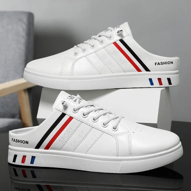 

Shoes for Men High Quality Leather Baotou Slipper Summer Fashion Comfort Half Drag Casual Men Shoes Flat Sneakers Zapatos Hombre