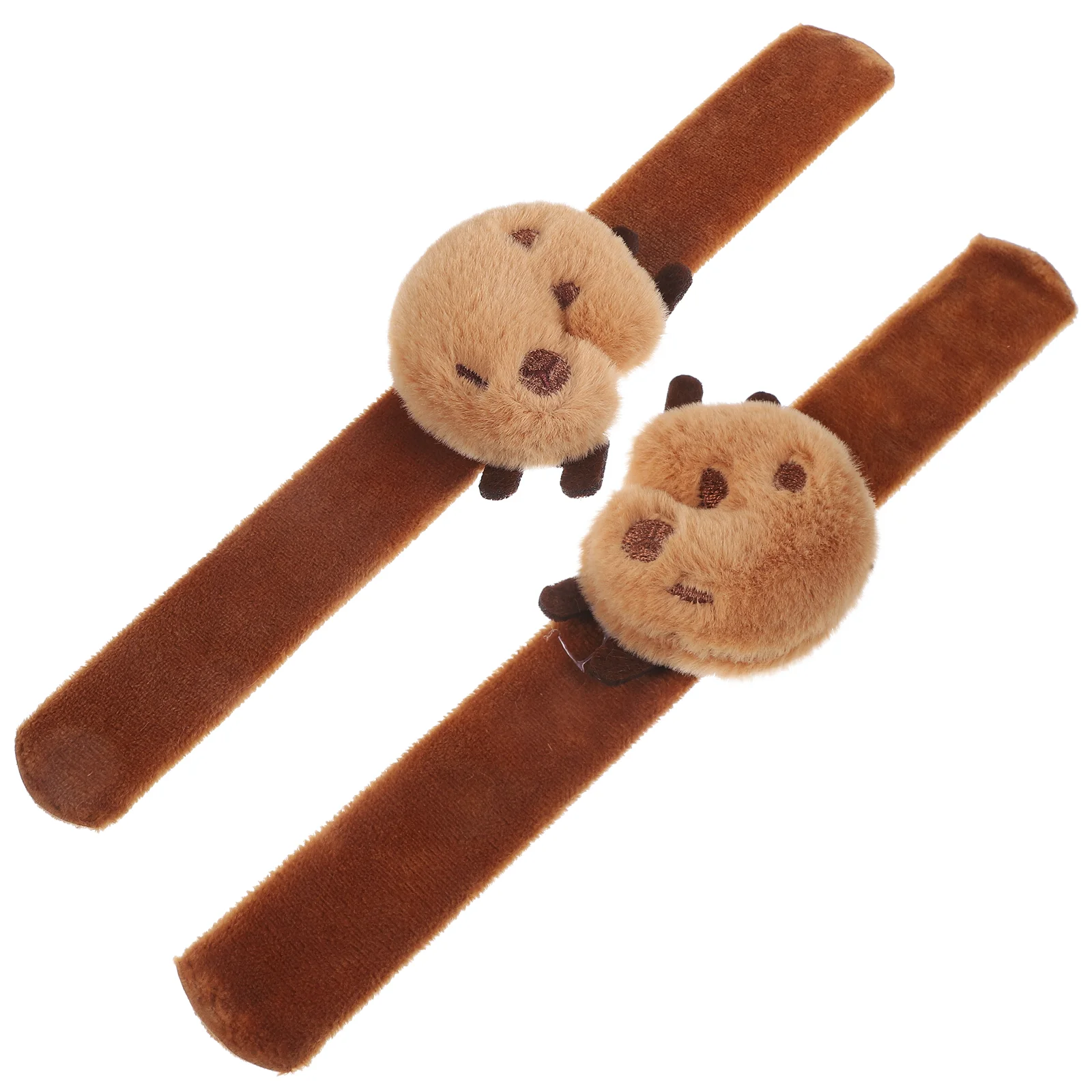 2 Pcs Capybara Bracelet Plush Figure Toys Slap Wristband Cartoon Animal Bracelets