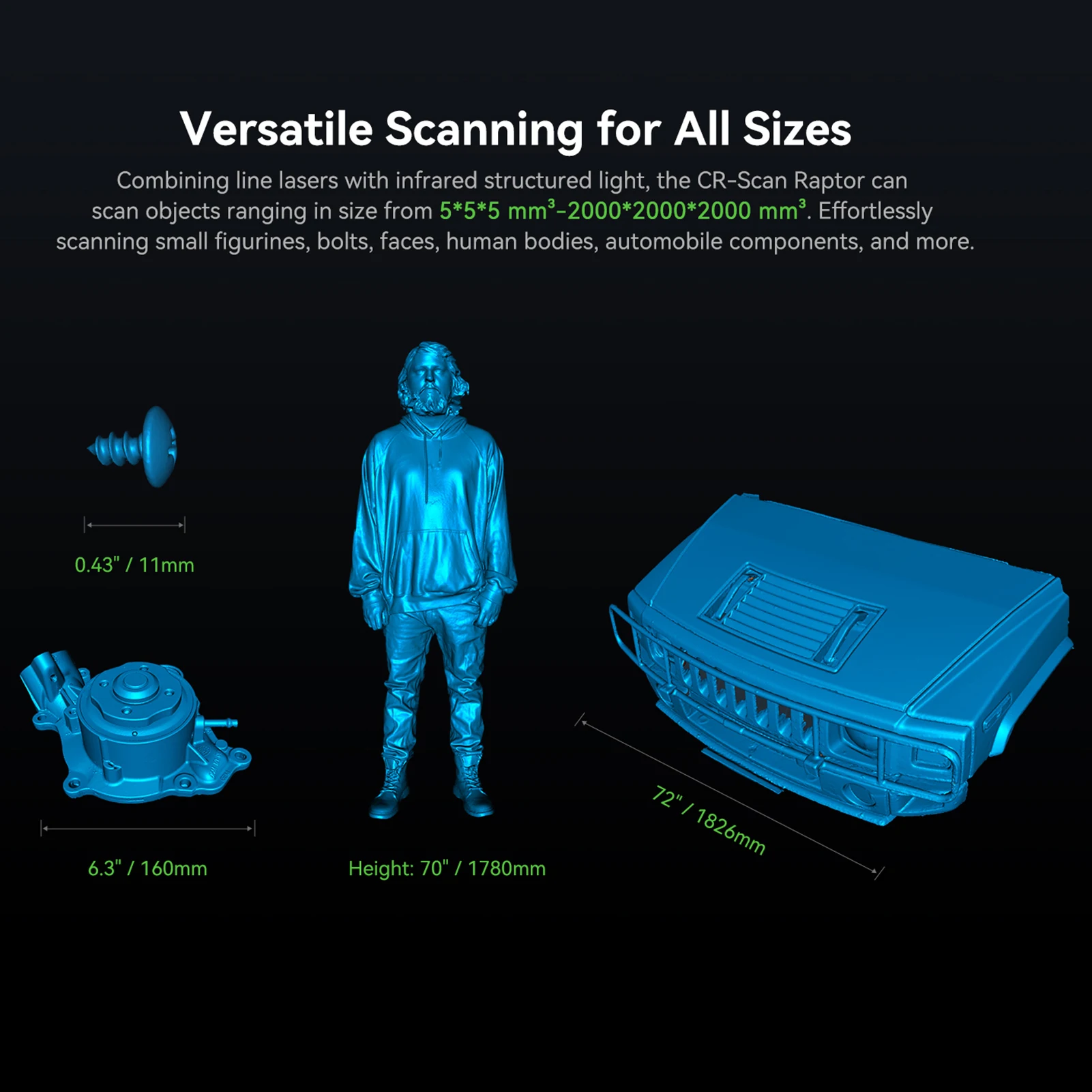 NEW Creality 3D CR-Scan Raptor Multiple-line Blue & NIR Consumer 3D Scanner 3D Printing Reverse Engineering Handheld Scanner Up