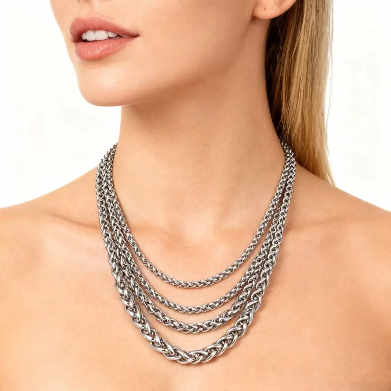 YQ Stainless Steel Twist Rope Chain Necklace For Men Women 3MM-8MM Pendant Accessories Wholesale
