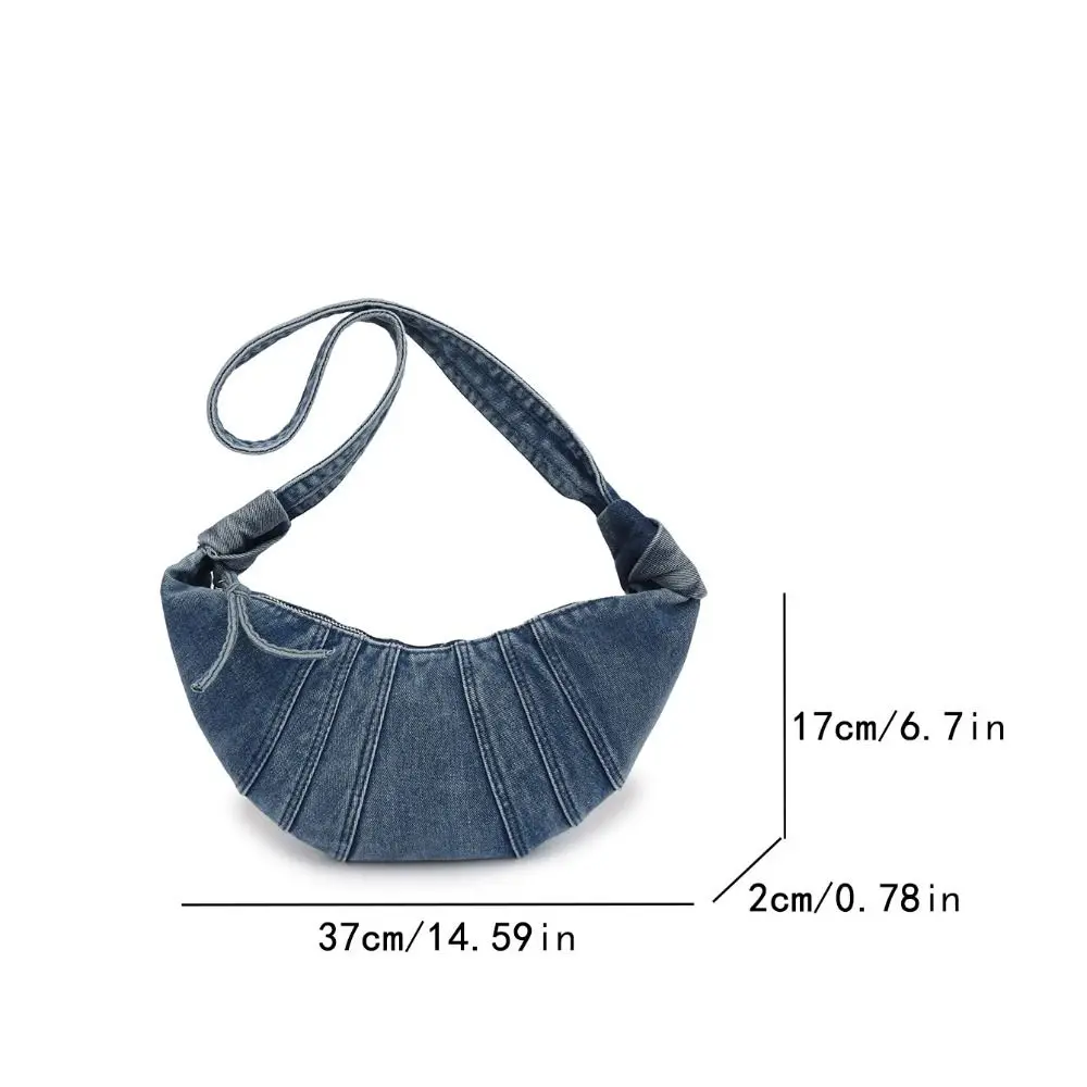 المحمولة خمر الكرواسون حقيبة كروسبودي سعة كبيرة بلون الدنيم حقيبة قماش قنب حقيبة يد عادية الجينز حقيبة قماش قنب في الهواء الطلق #5