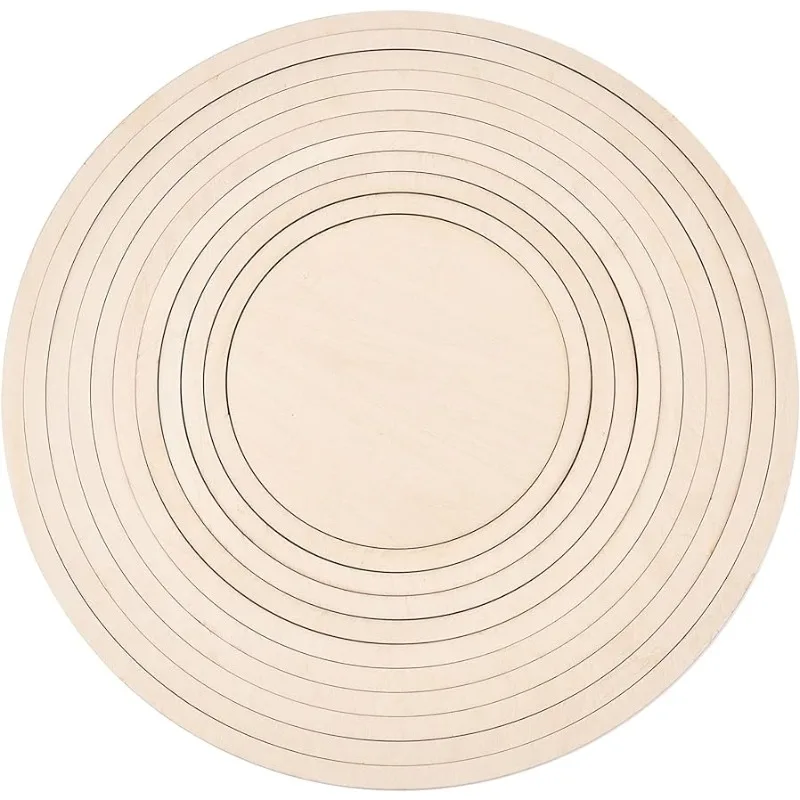 

11Pcs Round Pottery Tools Wooden Concentric Geometric Figure Rail Set for DIY Ceramic Cutting and Printing Blank Modeling Mud