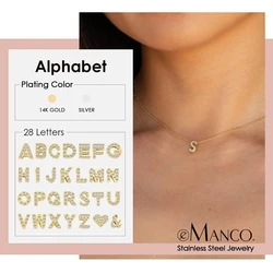 EManco High Quality Stainless Steel Gold Plated Zirconia Alphabet Pendant Simple Style Fine Necklace for Women's Parties