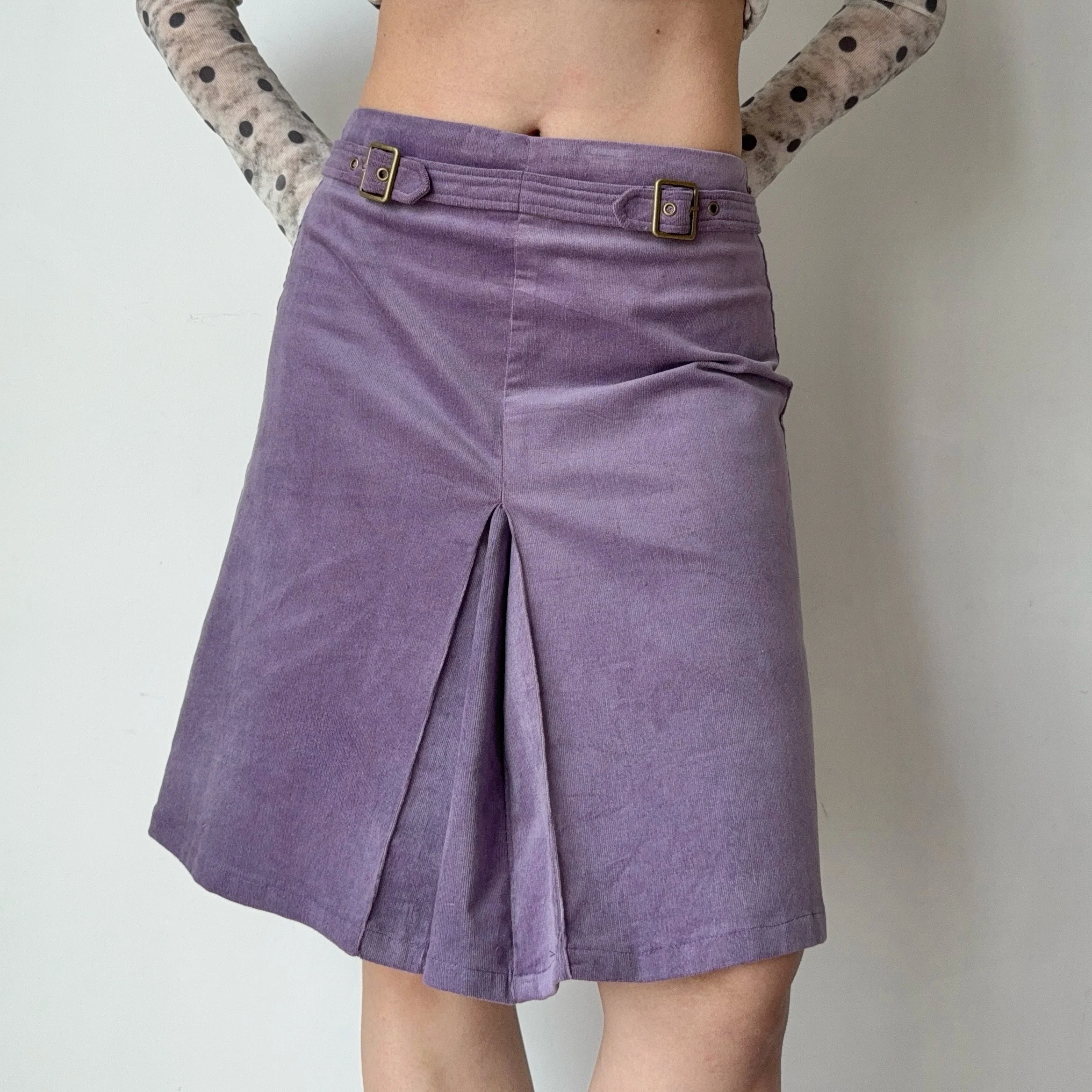 Go Girl Go Autumn Winter Corduroy Pleated A-Line Skirt Women's Purple Skirt Casual Travel Shopping Commuting School Date