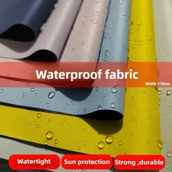 Black PU Coating Waterproof Fabric Plain By Meters for Awnings Shower Curtains Sewing Opaque Textile Needlework Smooth Thin Blue