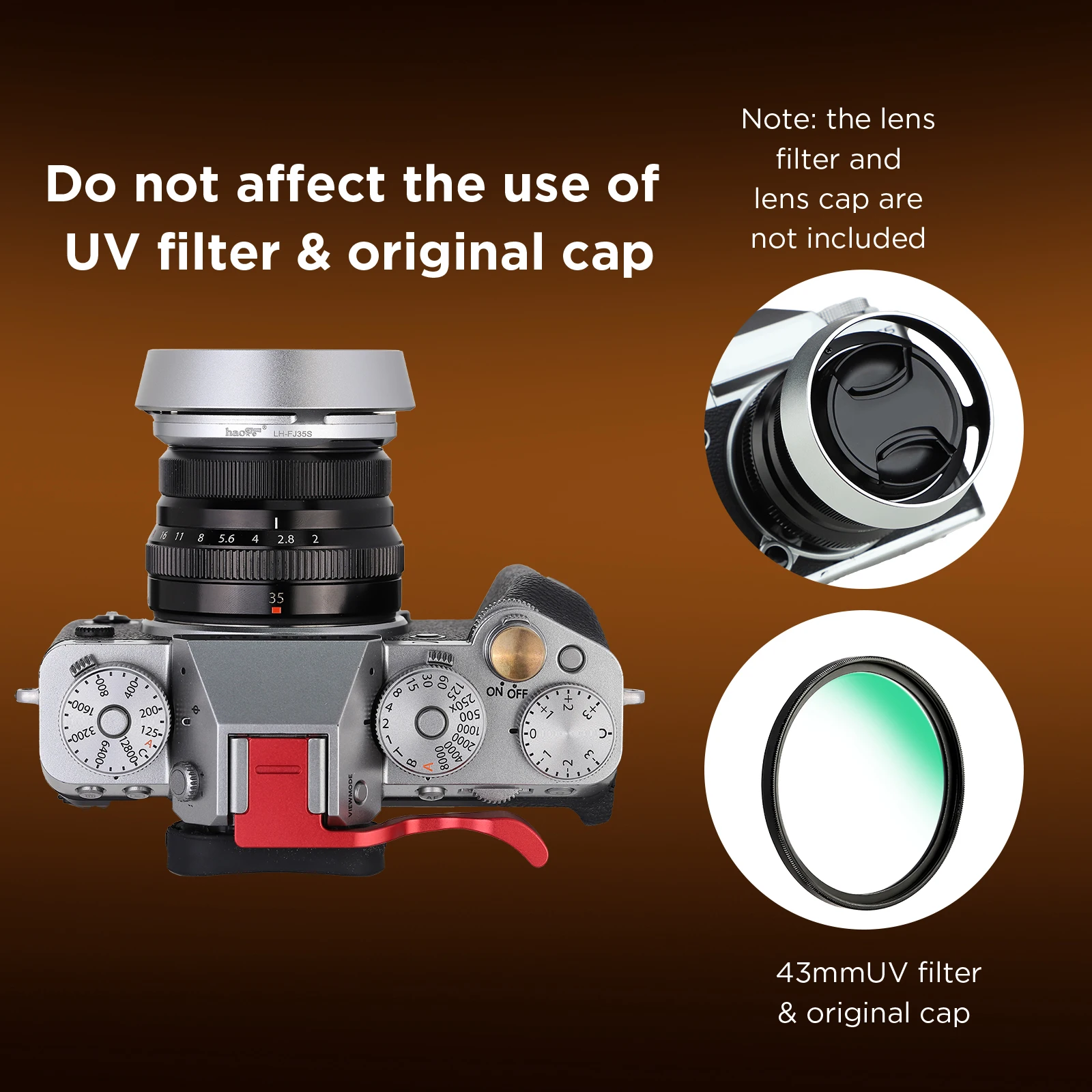 Haoge LH-FJ35S Round Metal Lens Hood for Fujifilm XF 35mm 23mm f/2