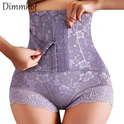 Dimmkof Lace Hem Buckles Shapewears Women's 4 Steel Bones High Stretchy Tummy Control High Waisted Convenient Removal Panties