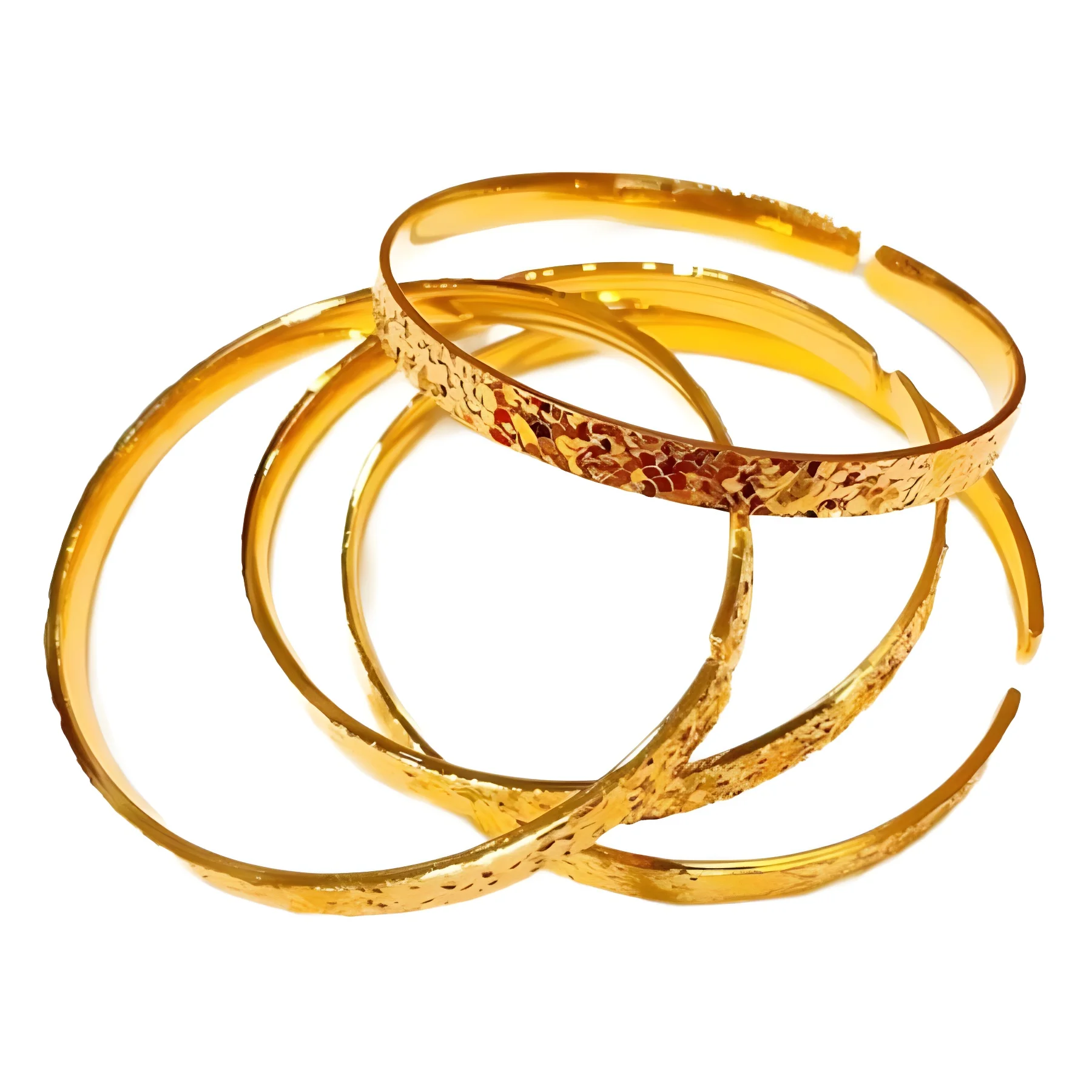 سوار "الفرقعة الجليدية" للسيدات من الذهب عيار 24 قيراط |   AU999 ذهبي نقي، غير لامع - شقوق ثلج مزخرفة، لمسات ماسية، أنيقة وأنيقة