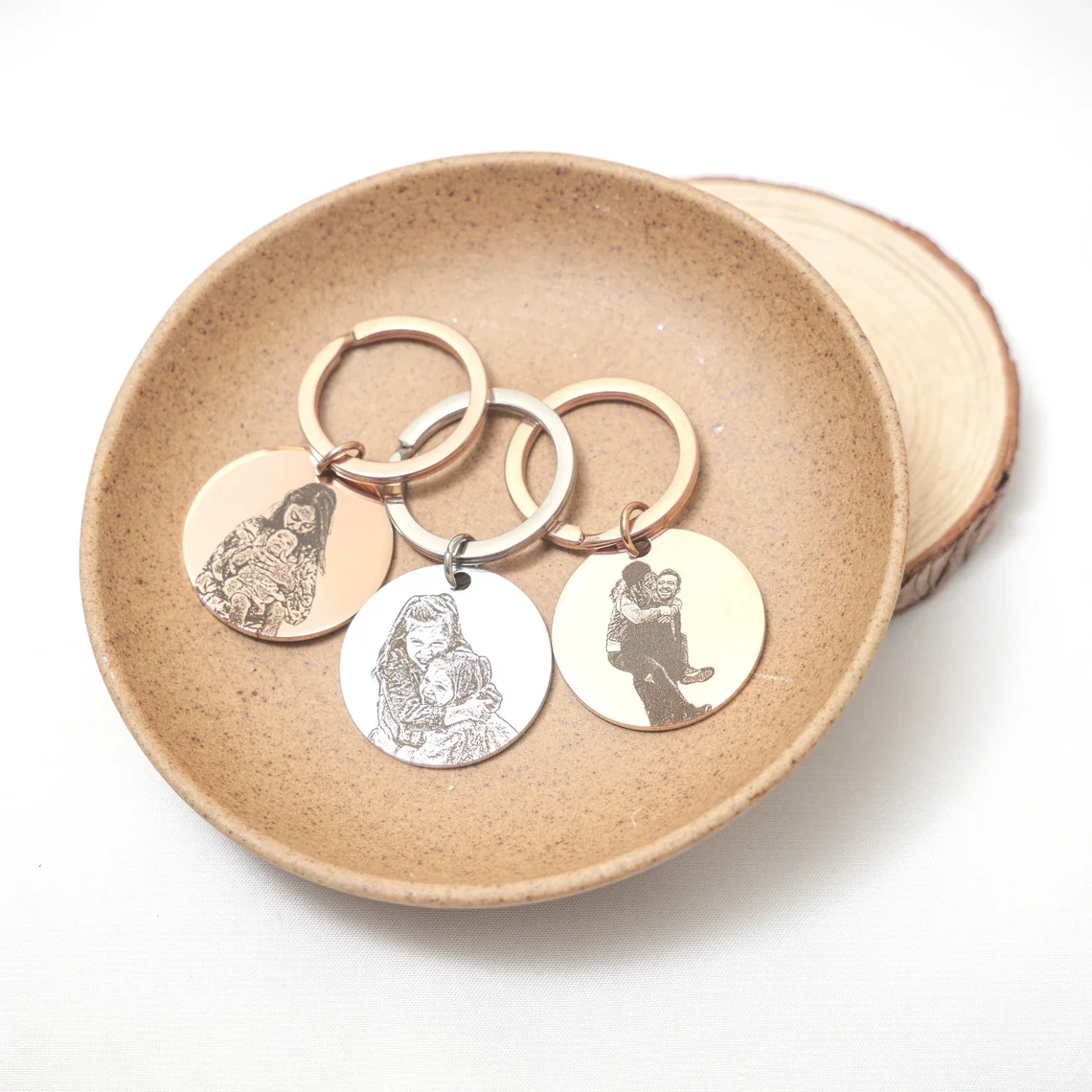 

Custom Real Picture Keychain Engraved Photo Name Key Accessory Personalized Portrait Jewelry Anniversary Gifts For Her