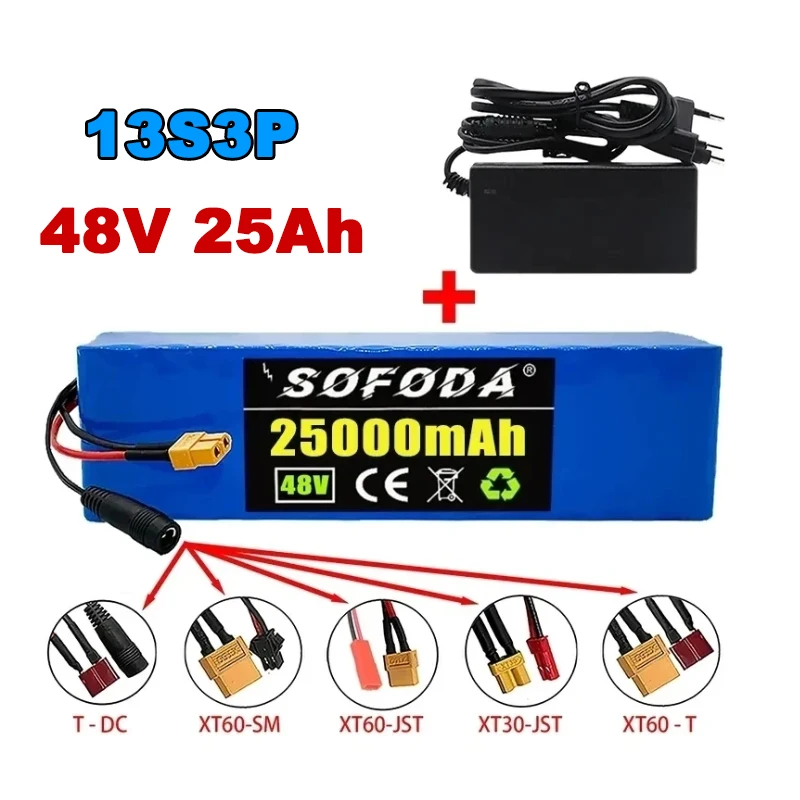 

NEW 13S3P 48V 25000mAh 25Ah Lithium-ion Battery Pack with 1000W BMS for 54.6V E-bike Electric Bicycle Scooter