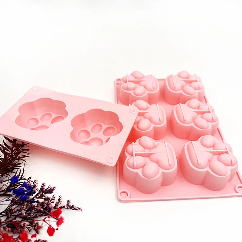 Multicavity Cat Paw Silicone Soap Mold Animal Candle Resin Plaster Mold DIY Chocolate Jelly Cake Ice Cube Making Desk Decor Gift