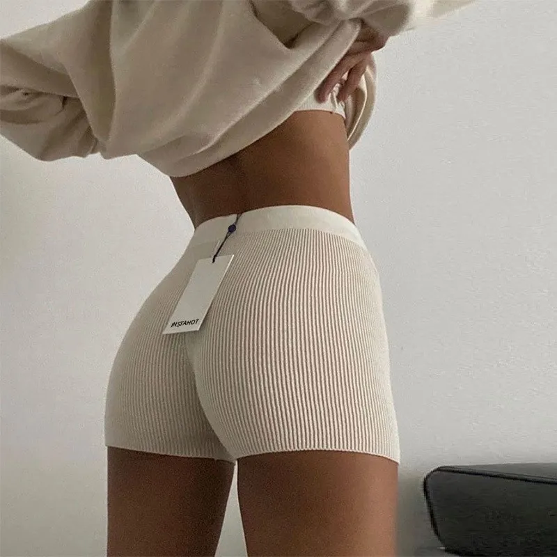 Letnie szorty z dzianiny Bawełniane damskie Casual Yoga Mini Sexy High Waist Ribber Streetwear Basic Biker High Stretched Shorts