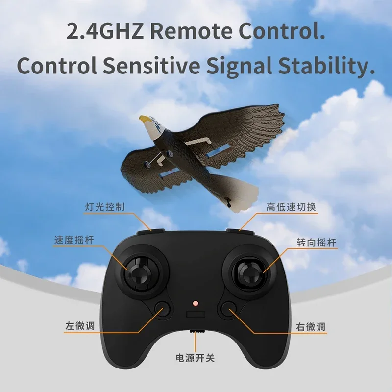 NEW RC Plane, 2.4G 2CH RC Airplane With 6-Axis Gyro , Ready To Fly Eagle Aircraft Plane Toy, RC Glider For Adults Kids Beginners