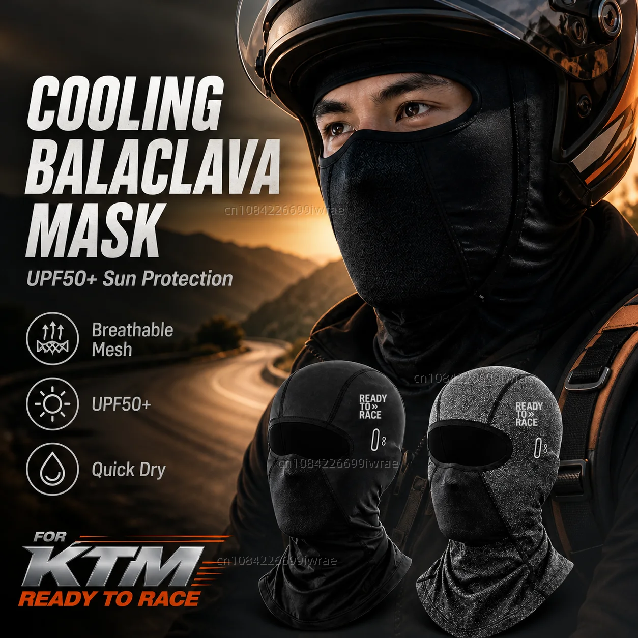 Cooling Motorcycle Balaclava Mask UPF50+ UV Protection Breathable Face Cover Summer For KTM Ready to Race Adv Duke 390 690 790