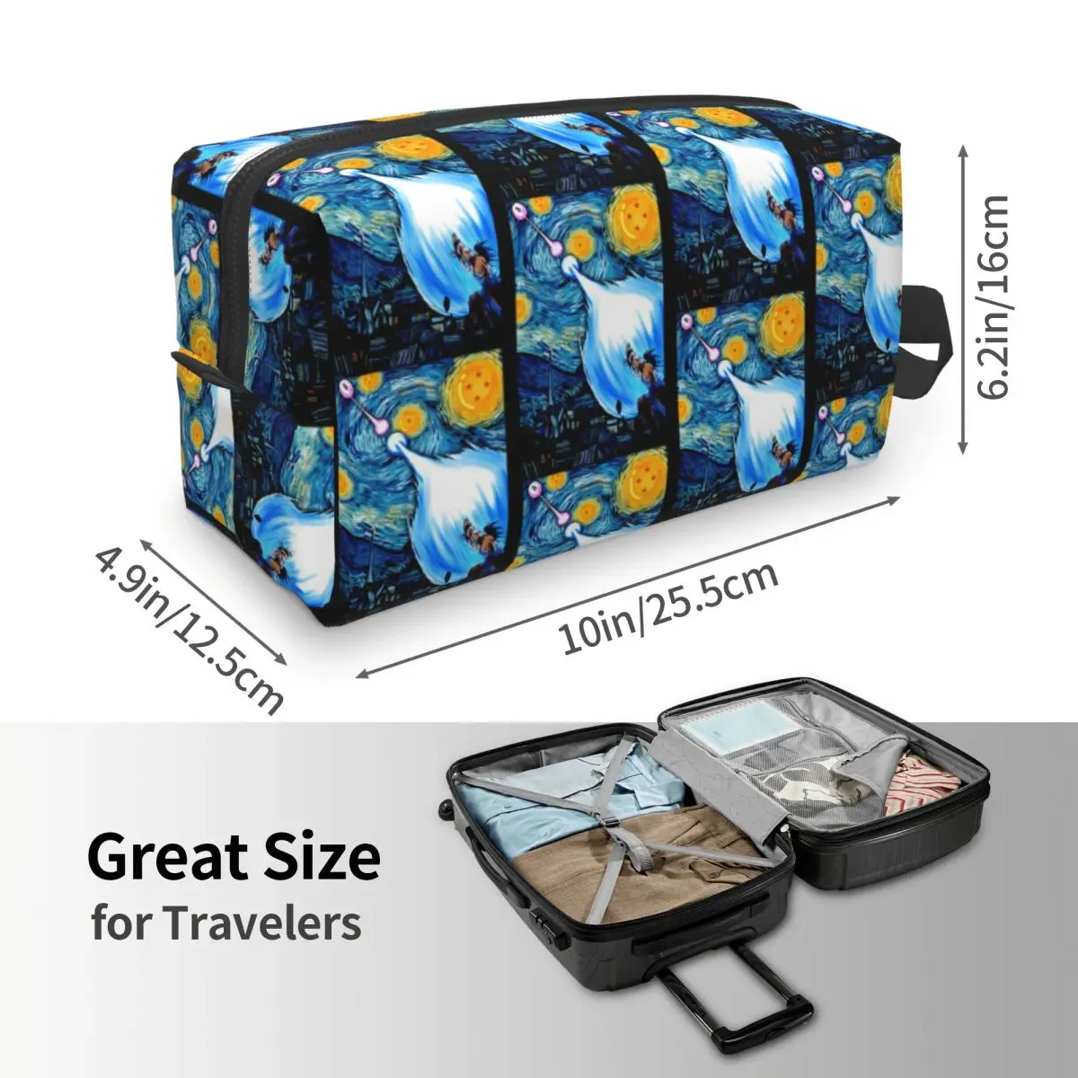 Goku Vs Vegeta Drag On Ball Z Starry Night حقيبة مستحضرات تجميل منظم مستحضرات التجميل تخزين Dopp عدة أدوات الزينة حقيبة مستحضرات التجميل مقلمة