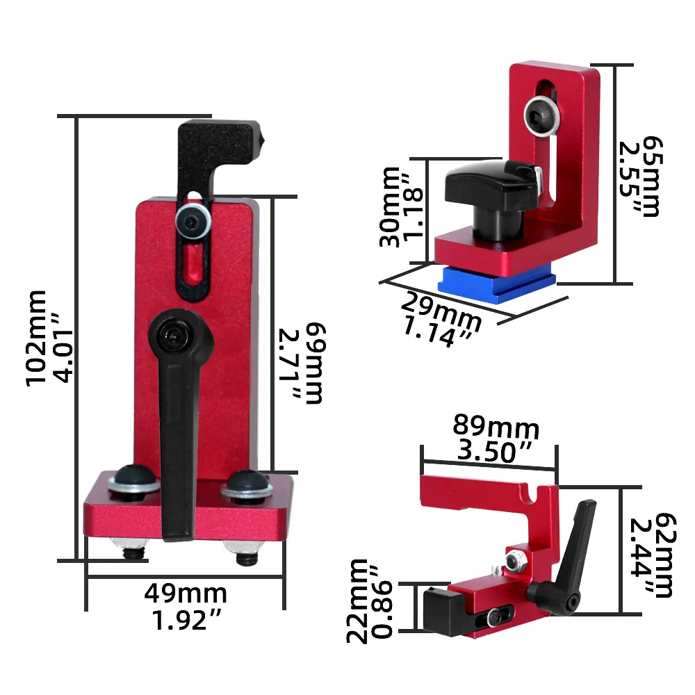Aluminum Miter Track Stop For 19mm T-Slot – Woodworking T-Track Sliding Block With Quick-Release Handle, Cut Locator Jig (Left Short Version)