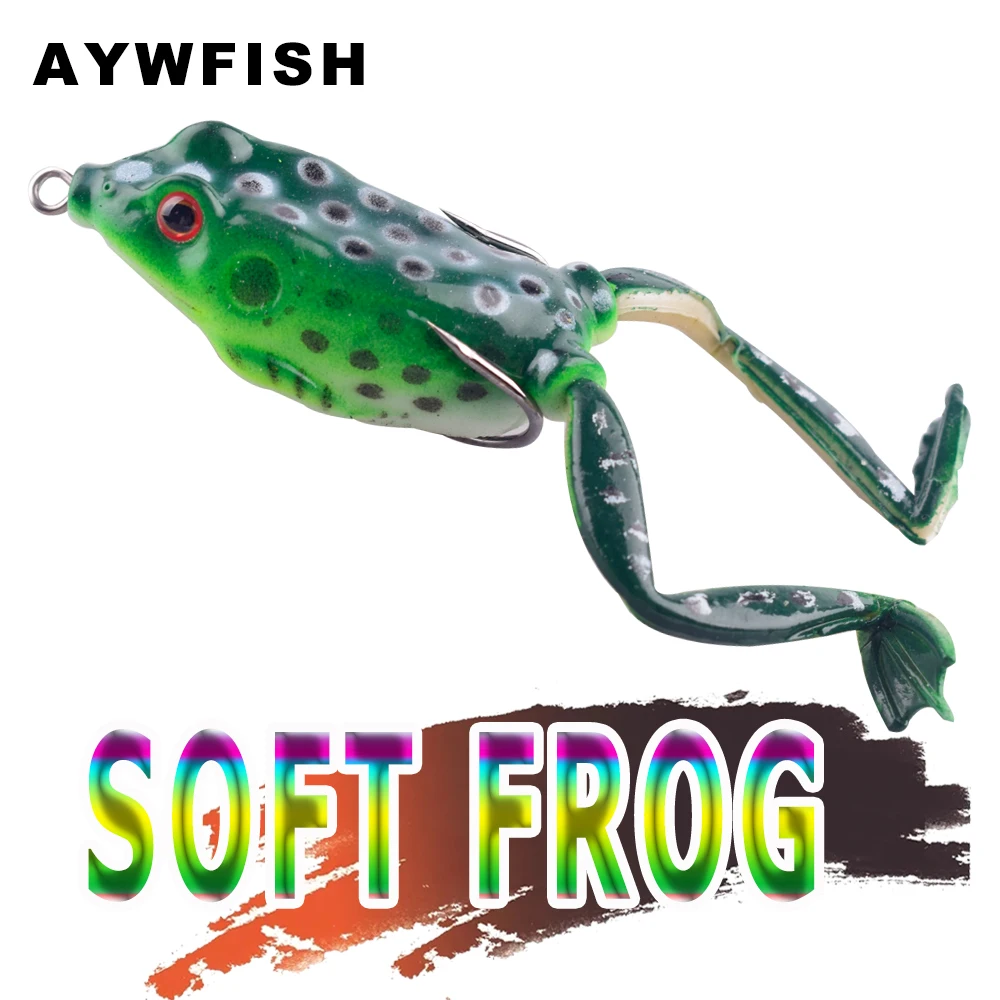 AYWFISH Artificial Fish Bait 5.5CM 15G Soft Plastic Toad Topwater Tackle Silicon Lifelike Legs Jumping Soft Frogs Fishing Lures