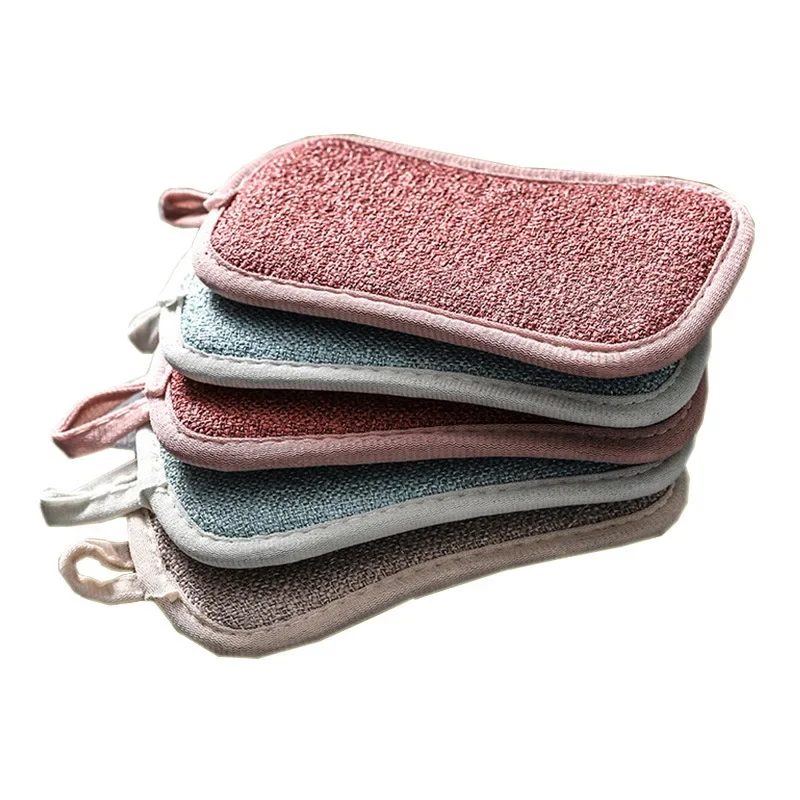 

3PCS Household Multifunctional Oil Resistant Sponge Bamboo Fiber Dishwashing Brush PotMagic Dishwashing Cloth Dishwashing Sponge