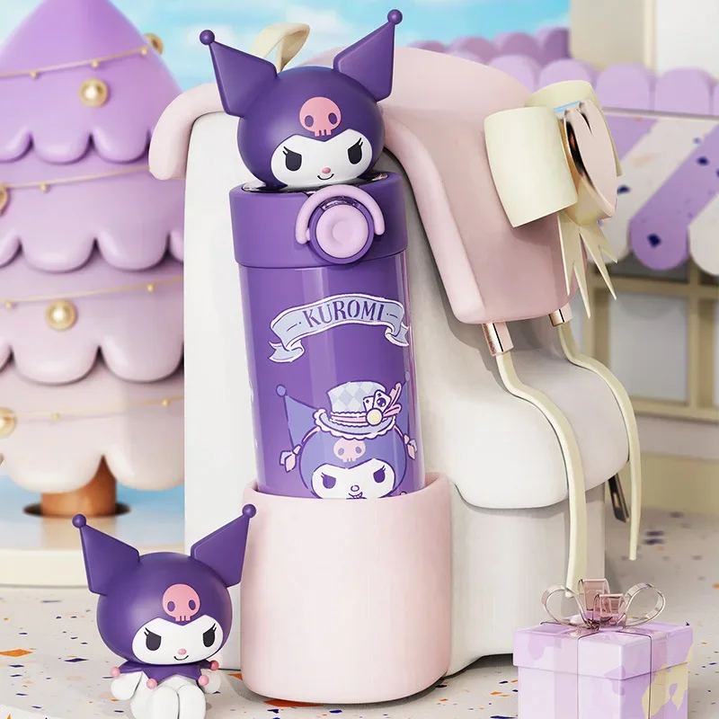 Соломенный термос Sanrio/Kuromi/Hello Kitty/Cinnamoroll/изолированная бутылка из нержавеющей стали, детская дорожная кружка для девочек, рождественский подарок