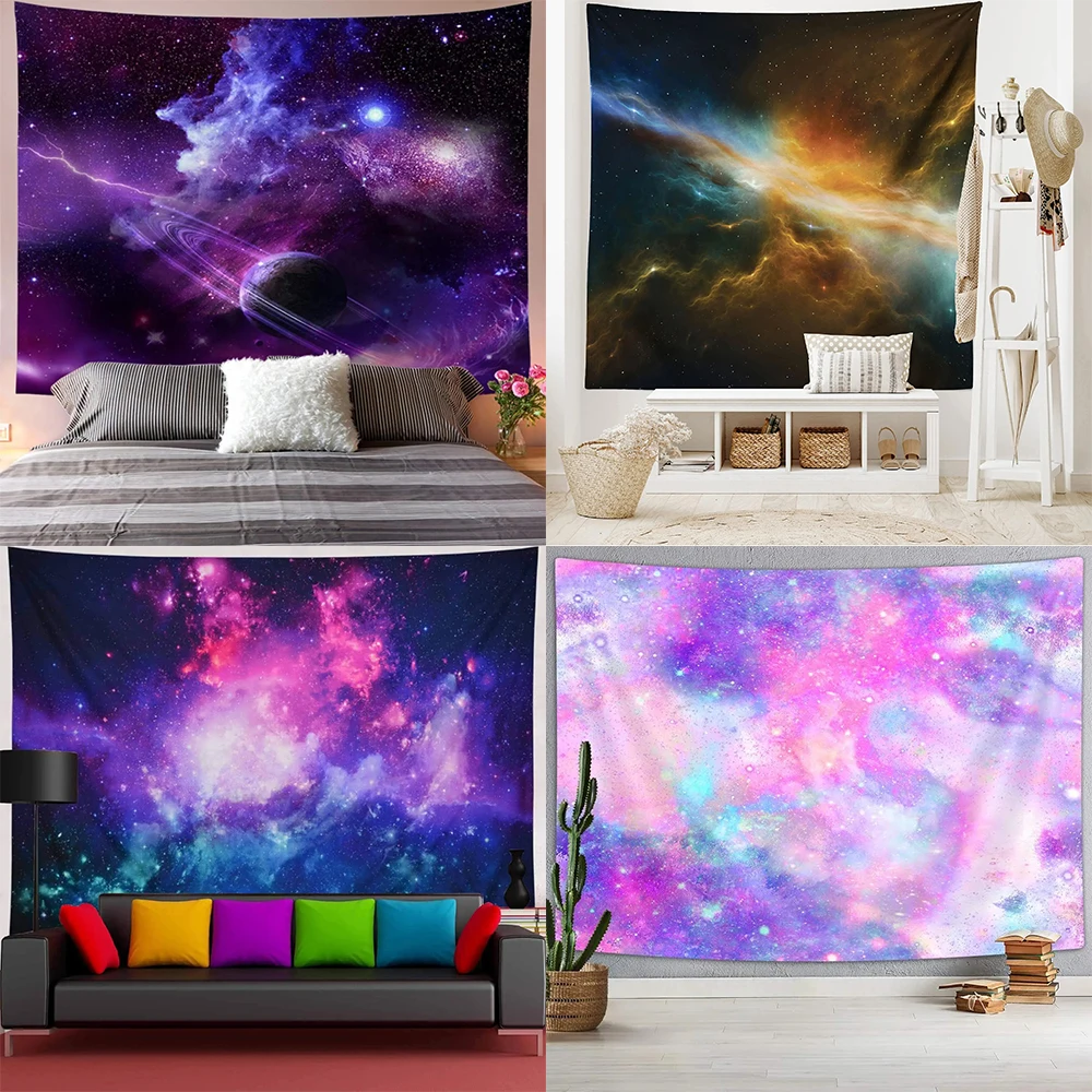 Galaxy purple starry sky tapestry space scenery background cloth home decoration house bedroom living room wall hanging cloth