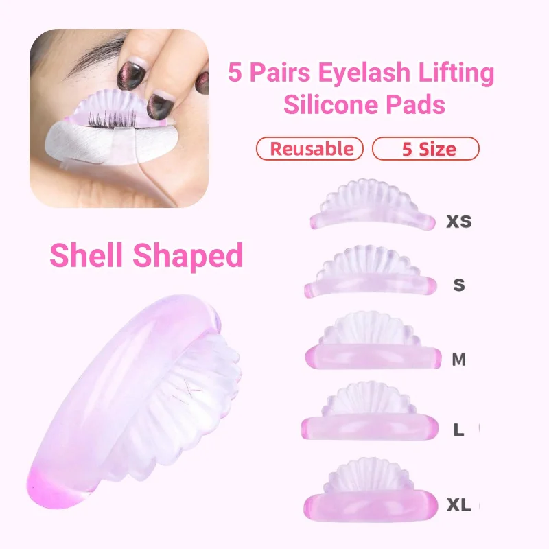 5 Pairs Reusable Silicone lamination Pads Kit 3D Shell Shape Lash Lifting Perm Rods Lash Extension Curler Makeup Tools Wholesale