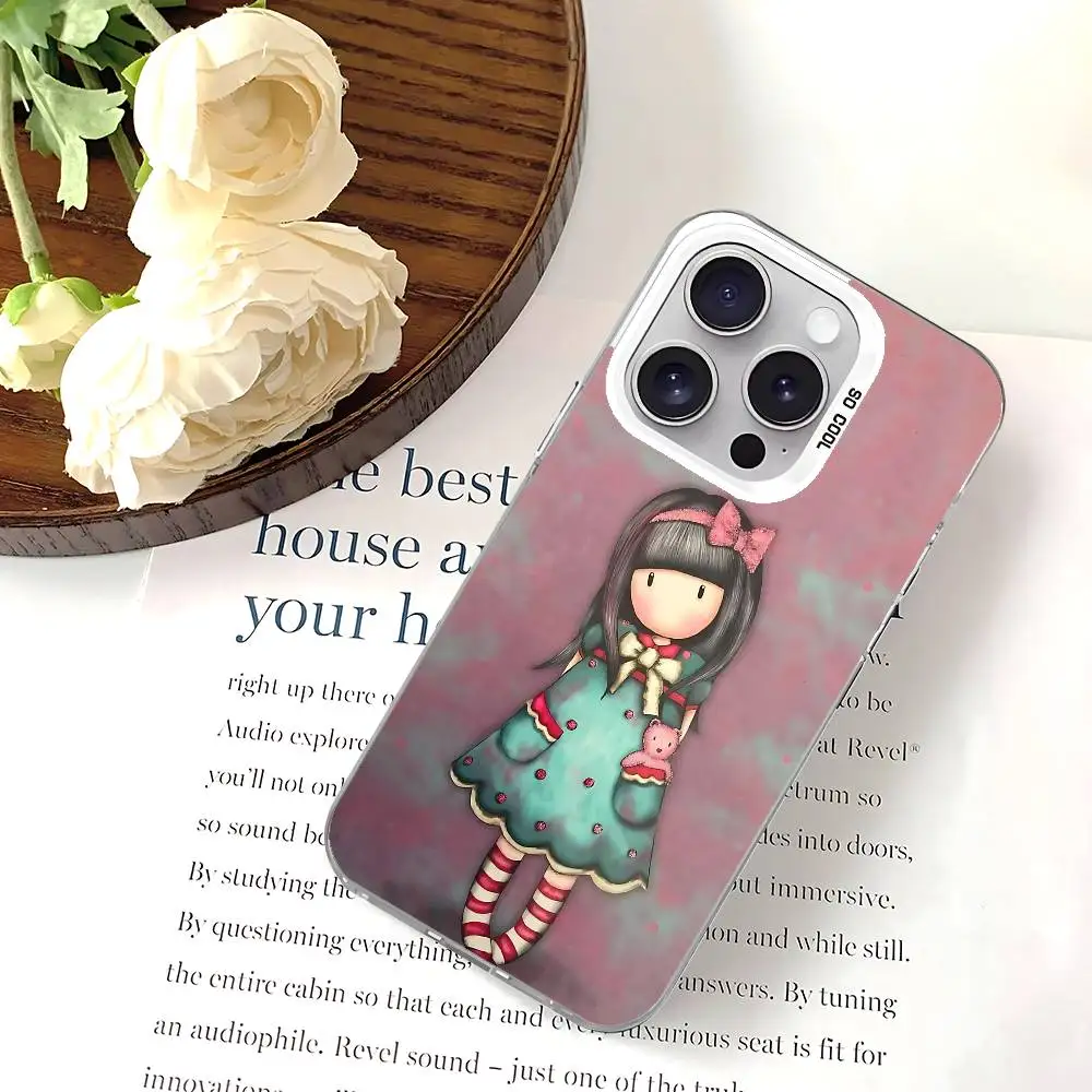 حافظة هاتف S-Santoro G-Gorjuss للفتيات حافظة هاتف أنيقة فضية مضادة للصدمات لهاتف آيفون 17,16,15,14,13,12,11 Pro Max,X,XS,XR,7,8 Plus #5