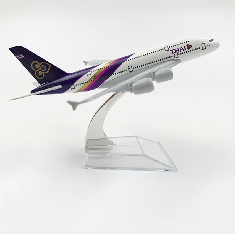 

16CM Airplane Model International Thai Airways Airbus A380 Airlines Aircraft Diecast Metal Plane Model Toy Gift Collectible