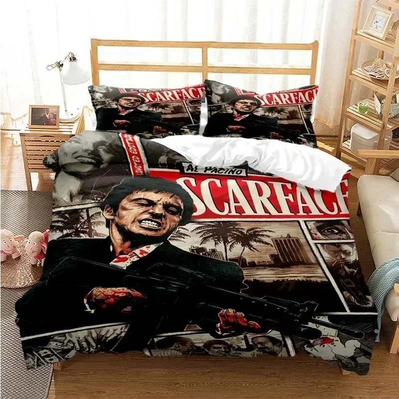 3D Print Tony Montana Scarfaces Comfortable Duvet Quilt Cover Pillowcase Bedding Set Children Bedroom Decoration Home Textile 6