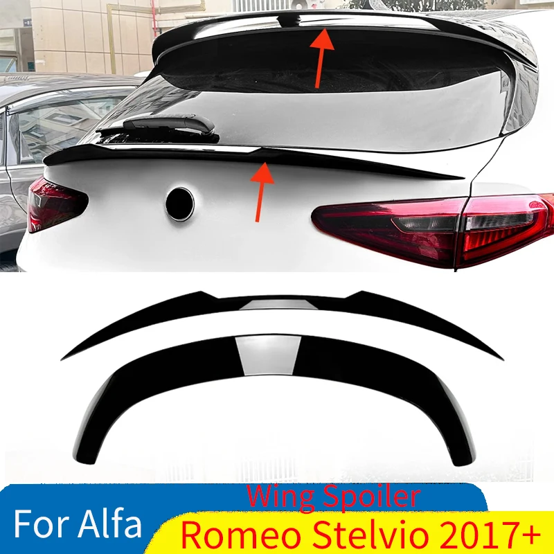

For Alfa Romeo Stelvio 2017+ Rear Top Trunk Roof Spoilers Wind Wing Flap Spoilers Lip Body Kits Tail Tailgate Spoiler Auto Parts